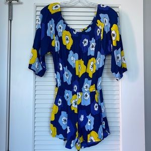 FIGHTING EEL AVA SKY ROMPER/JUMPER IN BLUE/YELLOW FLORAL! SIZE XS! MINT!